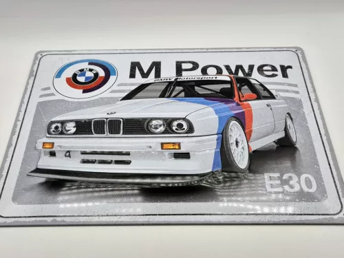 BMW E30 M3 M power - fémplakát  fém tábla (40x30cm)