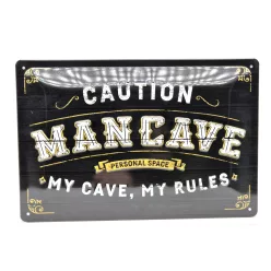   Caution - Man cave - My cave my rules - fémplakát  fém tábla (30x20 cm)
