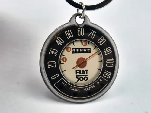 Fiat 500 km óra kulcstartó