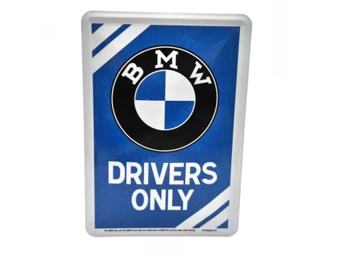 BMW Drivers only fémplakát  fém képeslap tábla  (10x14cm)