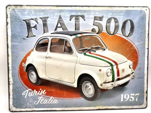 Fiat 500 - fémplakát  fém tábla (40x30cm)