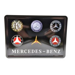   Mercedes Logo retró fémplakát  fém képeslap tábla  (14x10cm)
