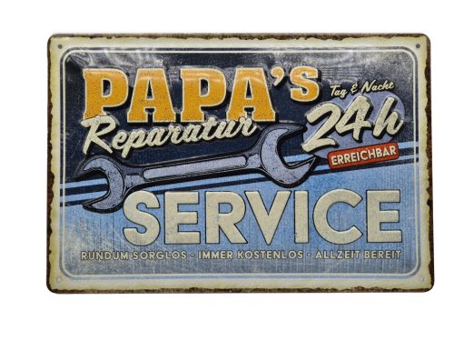 Papa's reparatur service - fémplakát  fém tábla (30x20cm)