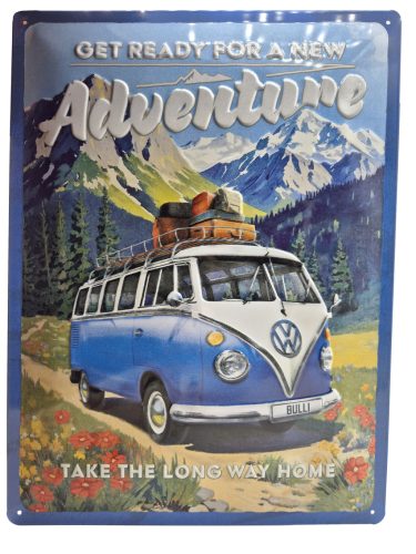 Volkswagen VW T1 Transporter - Get ready for a new Adventure - fémplakát  fém tábla (30x40cm)