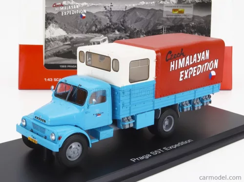 PRAGA  S5T-3 TRUCK 2-ASSI 1969 - FIRST CZECH HIMALAYAN EXPEDITION  LIGHT BLUE CREAM RED