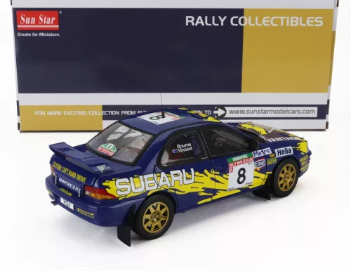 SUBARU  IMPREZA 555 N 8 RALLY NEW ZELAND 1997 PETER BOURNE - CRAIG VINCENT  BLUE YELLOW
