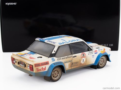 FIAT  131 ABARTH (dirty and night version) N 1 WINNER RALLY 1000 LAKES 1980 MARKKU ALEN - ILKKA KIVIMAKI  WHITE LIGHT BLUE
