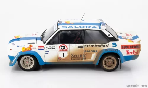 FIAT  131 ABARTH (dirty and night version) N 1 WINNER RALLY 1000 LAKES 1980 MARKKU ALEN - ILKKA KIVIMAKI  WHITE LIGHT BLUE