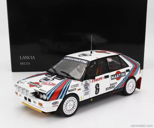 LANCIA  DELTA HF INTEGRALE 4WD (night version) TEAM MARTINI RACING N 6 WINNER RALLY MONTECARLO 1987 MIKI BIASION - TIZIANO SIVIERO  WHITE RED BLUE