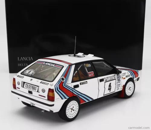 LANCIA  DELTA HF INTEGRALE 4WD TEAM LANCIA  N 4 WINNER RALLY 1000 LAKES 1987 MARKKU ALEN - ILKKA KIVIMAKI  WHITE RED BLUE