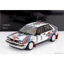   LANCIA  DELTA HF INTEGRALE 4WD TEAM MARTINI & ROSSI RACING N 3 WINNER RALLY OLYMPUS USA 1987 JUHA KANKKUNEN - JUHA PIIRONEN  WHITE RED BLUE
