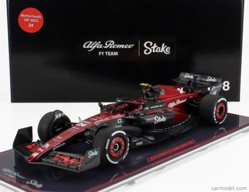 ALFA ROMEO  F1  C43 TEAM STAKE N 24 DUTCH NETHERLANDS GP 2023 ZHOU GUANYU - CON VETRINA - WITH SHOWCASE  BLACK RED
