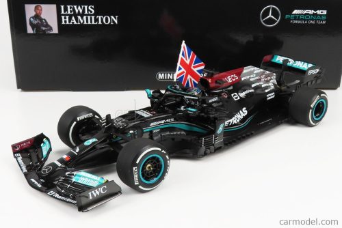 MERCEDES GP  F1  W12 MERCEDES M12 EQ POWER+ TEAM AMG PETRONAS MOTORSPORT FORMULA ONE N 44 WINNER BRITISH SILVERSTONE GP (WITH FLAG) 2021 LEWIS HAMILTON