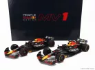 RED BULL  SET 2X F1  RB19 TEAM ORACLE RED BULL RACING N 1 WORLD CHAMPION 2nd SPRINT RACE + WINNER QATAR GP 2023 MAX VERSTAPPEN  MATT BLUE