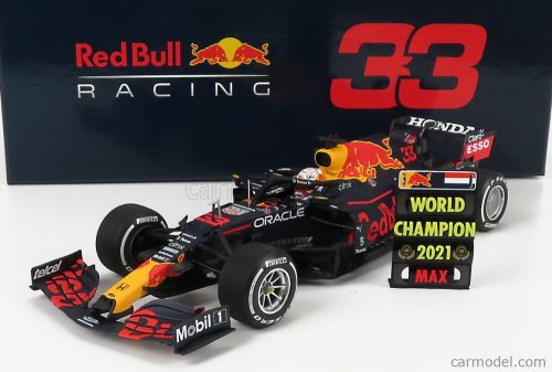 RED BULL F1 RB16B HONDA RA620H TEAM ASTON MARTIN N 33 WINNER ABU DHABI GP WITH PIT BOARD WORLD CHAMPION 2021 MAX VERSTAPPEN