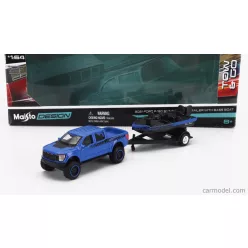   FORD USA  F-150 SVT RAPTOR PICK-UP WITH BASS BOAT AND TRAILER 2021  BLUE BLACK