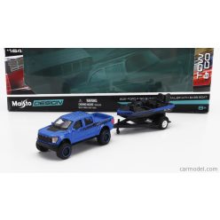   FORD USA  F-150 SVT RAPTOR PICK-UP WITH BASS BOAT AND TRAILER 2021  BLUE BLACK