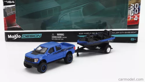 FORD USA  F-150 SVT RAPTOR PICK-UP WITH BASS BOAT AND TRAILER 2021  BLUE BLACK