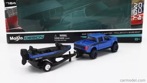 FORD USA  F-150 SVT RAPTOR PICK-UP WITH BASS BOAT AND TRAILER 2021  BLUE BLACK