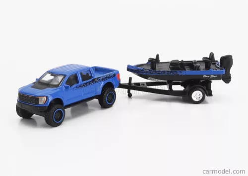 FORD USA  F-150 SVT RAPTOR PICK-UP WITH BASS BOAT AND TRAILER 2021  BLUE BLACK