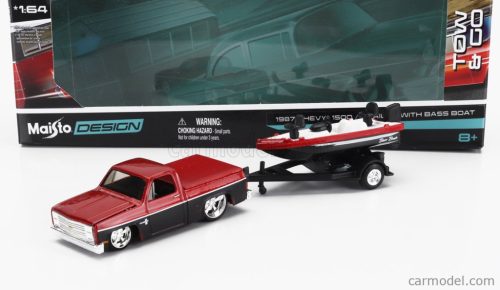 CHEVROLET  CHEVY 1500 PICK-UP WITH BASS BOAT AND TRAILER 1987  RED BLACK