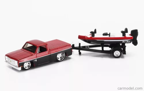CHEVROLET  CHEVY 1500 PICK-UP WITH BASS BOAT AND TRAILER 1987  RED BLACK