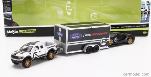 FORD USA  F-150 RAPTOR PICK-UP 2010 WITH TRAILER CAR TRANSPORTER + GT N 2 2017  BLACK SILVER