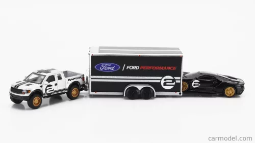 FORD USA  F-150 RAPTOR PICK-UP 2010 WITH TRAILER CAR TRANSPORTER + GT N 2 2017  BLACK SILVER