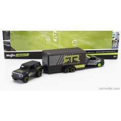   FORD USA  BRONCO 2021 WITH TRAILER CAR TRANSPORTER + MUSTANG GT COUPE RTR VEHICLES 2015  GREY YELLOW