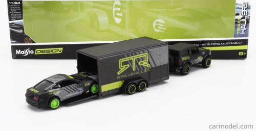 FORD USA  BRONCO 2021 WITH TRAILER CAR TRANSPORTER + MUSTANG GT COUPE RTR VEHICLES 2015  GREY YELLOW