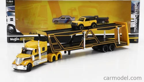 INTERNATIONAL  LONESTAR TRUCK CAR TRANSPORTER WITH FORD BRONCO WILDTRUCK 2021  YELLOW BLACK
