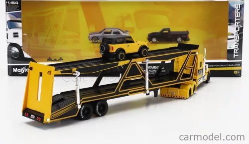 INTERNATIONAL  LONESTAR TRUCK CAR TRANSPORTER WITH FORD BRONCO WILDTRUCK 2021  YELLOW BLACK