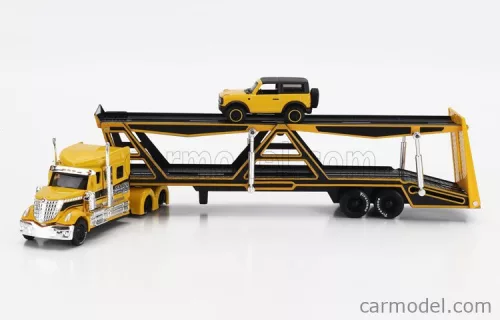 INTERNATIONAL  LONESTAR TRUCK CAR TRANSPORTER WITH FORD BRONCO WILDTRUCK 2021  YELLOW BLACK