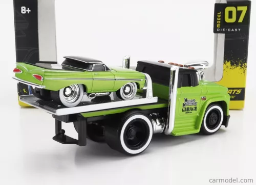 CHEVROLET  C-60 FLATBED CAR TRANSPORTER 1966 WITH CHEVROLET EL CAMINO PICK-UP CUSTOM 1959  LIGHT GREEN MET