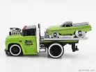 CHEVROLET  C-60 FLATBED CAR TRANSPORTER 1966 WITH CHEVROLET EL CAMINO PICK-UP CUSTOM 1959  LIGHT GREEN MET