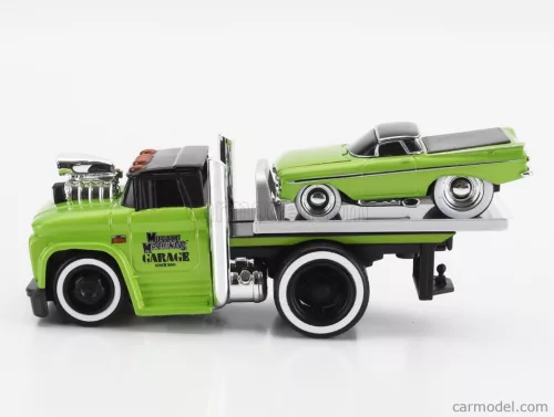CHEVROLET  C-60 FLATBED CAR TRANSPORTER 1966 WITH CHEVROLET EL CAMINO PICK-UP CUSTOM 1959  LIGHT GREEN MET