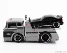FORD USA  C600 FLATBED TRUCK CAR TRANSPORTER WITH MUSTANG SVT COBRA COUPE TOYO TIRES CUSTOM 1993  SILVER BLACK