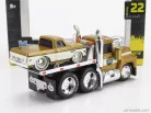 MACK  R685ST FLATBED TRUCK CAR TRANSPORTER WITH CHEVROLET C-10 PICK-UP CUSTOM 1972  GOLD WHITE