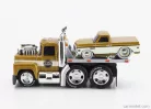 MACK  R685ST FLATBED TRUCK CAR TRANSPORTER WITH CHEVROLET C-10 PICK-UP CUSTOM 1972  GOLD WHITE