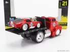 FORD USA  COE FLATBED TRUCK CAR TRANSPORTER WITH SHELBY DAYTONA COUPE N 59 CUSTOM 1965  RED WHITE