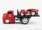 FORD USA  COE FLATBED TRUCK CAR TRANSPORTER WITH SHELBY DAYTONA COUPE N 59 CUSTOM 1965  RED WHITE
