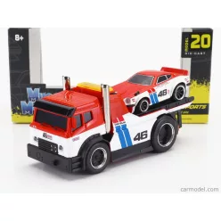   TRUCK  JDM FLATBED TRUCK CAR TRANSPORTER WITH DATSUN 240Z N 46 BRE CUSTOM 1972  RED WHITE