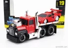 MACK  R685ST FLATBED TRUCK CAR TRANSPORTER WITH LAMBORGHINI COUNTACH CUSTOM 1988  RED BLACK