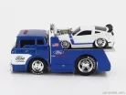 FORD USA  COE FLATBED TRUCK CAR TRANSPORTER 1965 WITH MUSTANG BOSS 302 CUSTOM 2013  BLUE SILVER