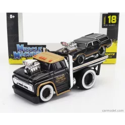   CHEVROLET  C-60 FLATBED CAR TRANSPORTER 1966 WITH OLDSMOBILE VISTA CRUISER CUSTOM 1970  BLACK GOLD
