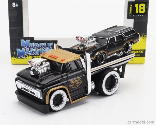 CHEVROLET  C-60 FLATBED CAR TRANSPORTER 1966 WITH OLDSMOBILE VISTA CRUISER CUSTOM 1970  BLACK GOLD