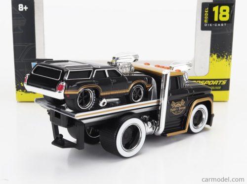 CHEVROLET  C-60 FLATBED CAR TRANSPORTER 1966 WITH OLDSMOBILE VISTA CRUISER CUSTOM 1970  BLACK GOLD