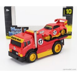   TRUCK  JDM FLATBED TRUCK CAR TRANSPORTER WITH PORSCHE 911 993 RWB CUSTOM 1996  RED YELLOW