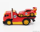 TRUCK  JDM FLATBED TRUCK CAR TRANSPORTER WITH PORSCHE 911 993 RWB CUSTOM 1996  RED YELLOW