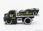 FORD USA  COE FLATBED TRUCK CAR TRANSPORTER 1965 WITH GT40 N 61 CUSTOM 1966  GREEN MET YELLOW
